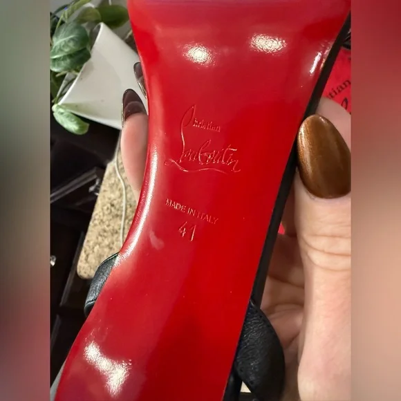 Christian Louboutin LoubiGirl 100 Black Leather Heels Size 41 - Picture 11 of 13